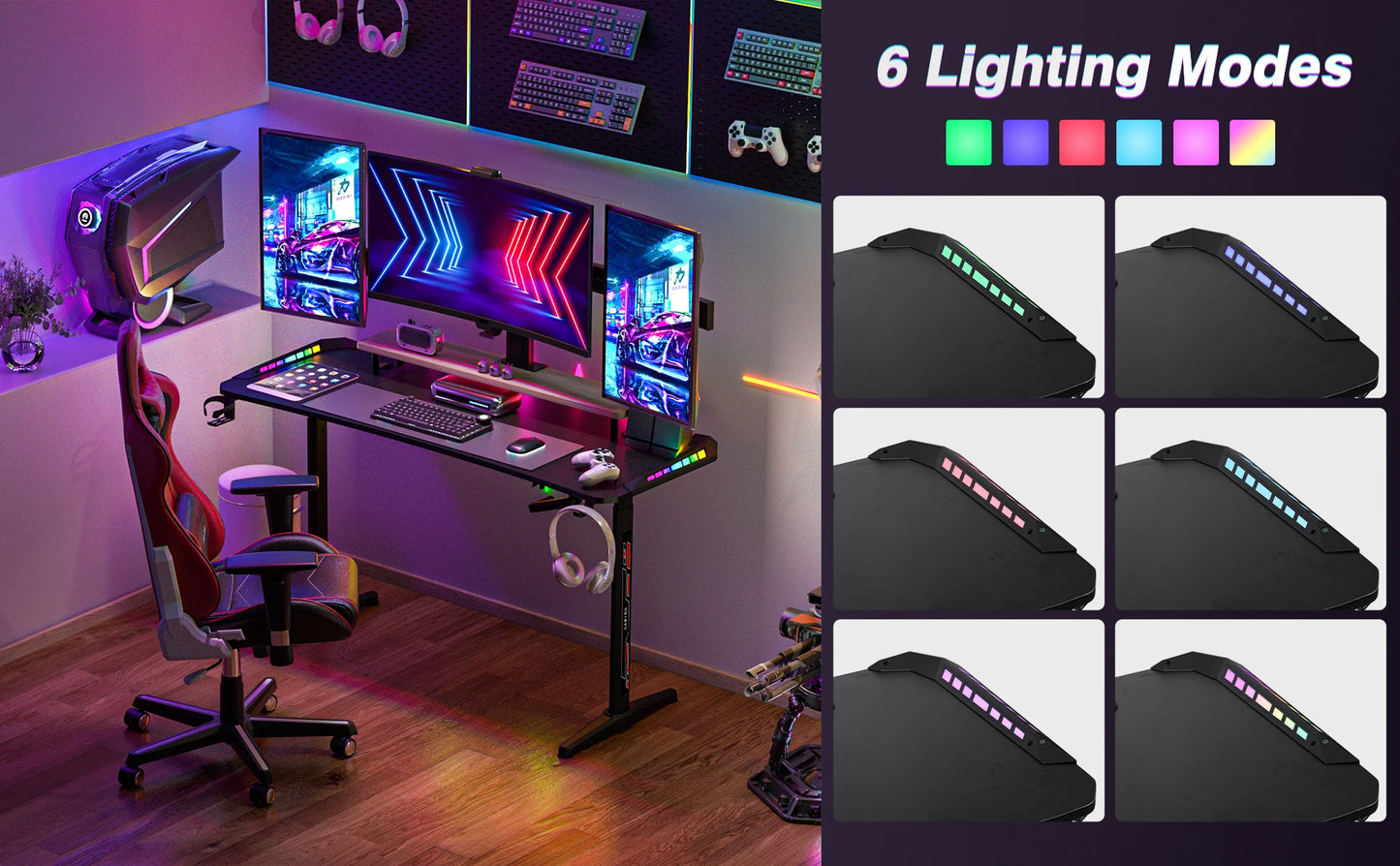 Height-Adjustable RGB Gaming Desk