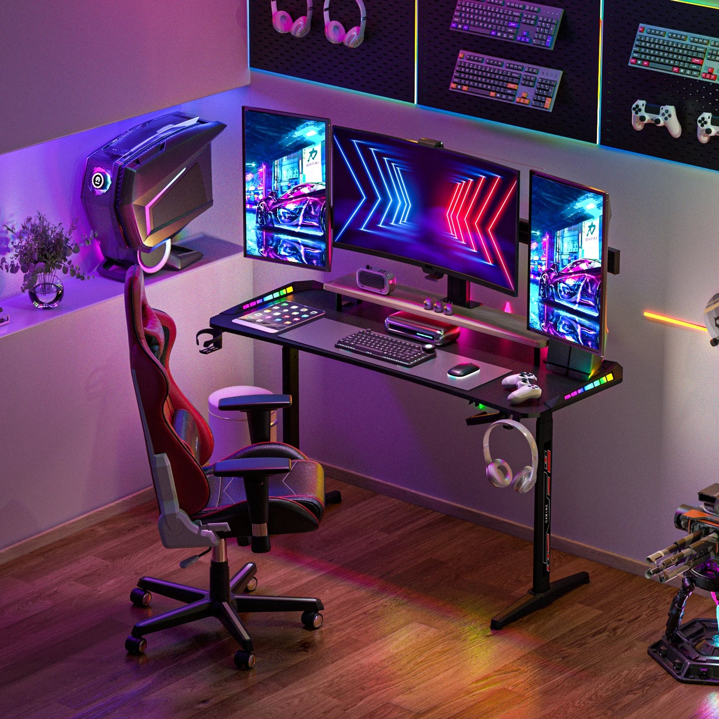 Height-Adjustable RGB Gaming Desk