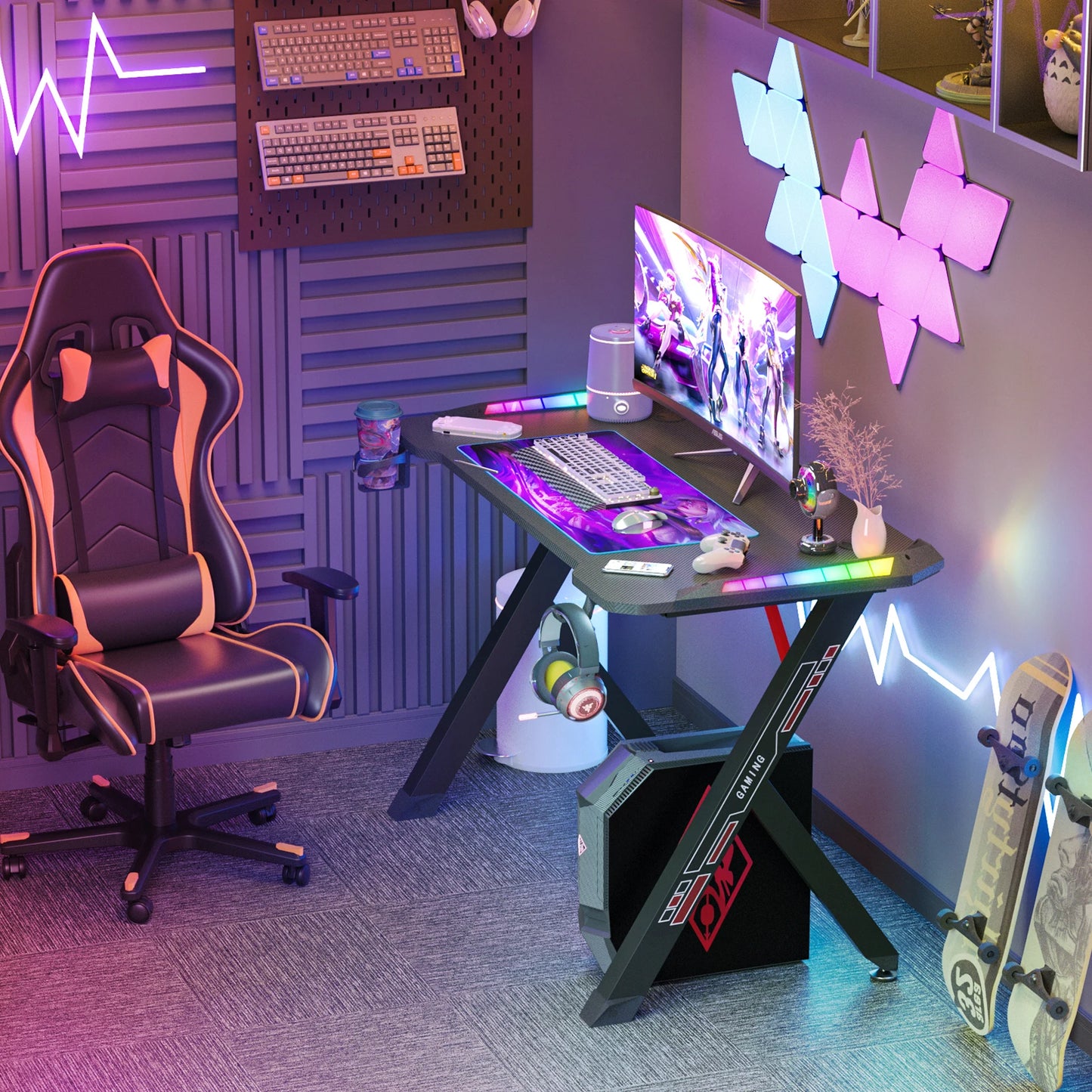 Dynamic RGB LED Gaming Desk