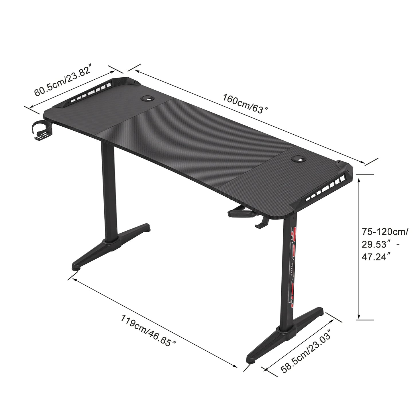 Height-Adjustable RGB Gaming Desk