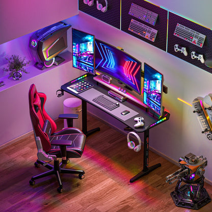 Height-Adjustable RGB Gaming Desk