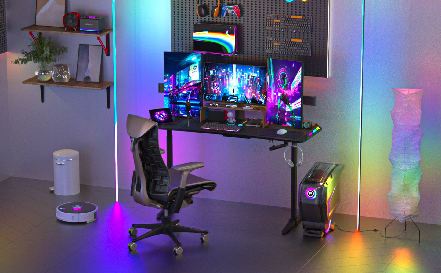 Height-Adjustable RGB Gaming Desk