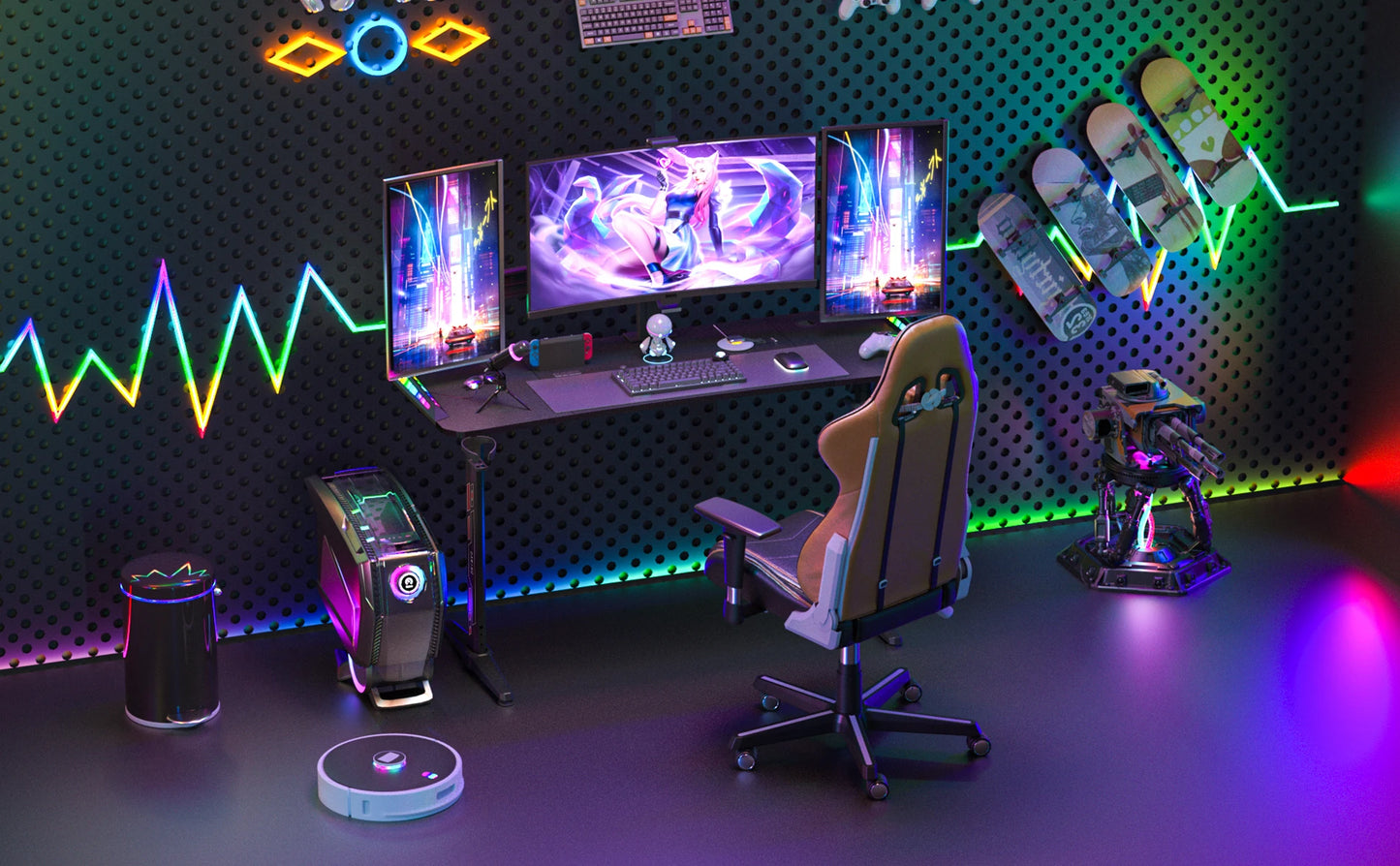 Height-Adjustable RGB Gaming Desk