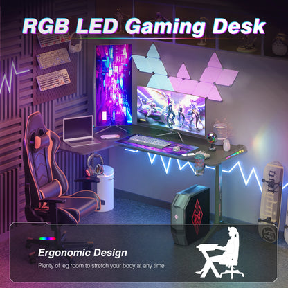 60” L-Shaped Standing Gaming Desk