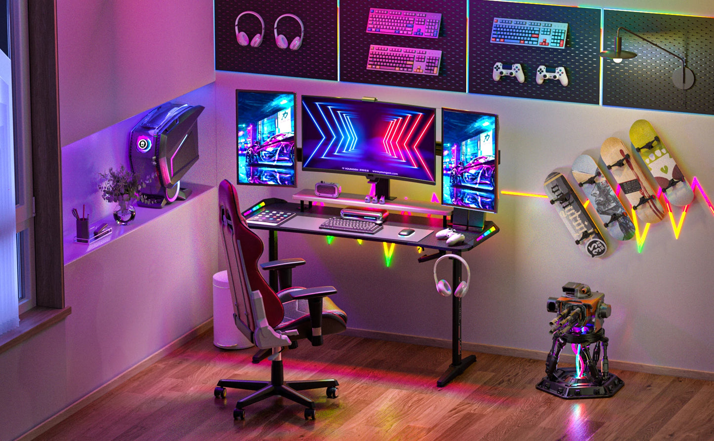 Height-Adjustable RGB Gaming Desk