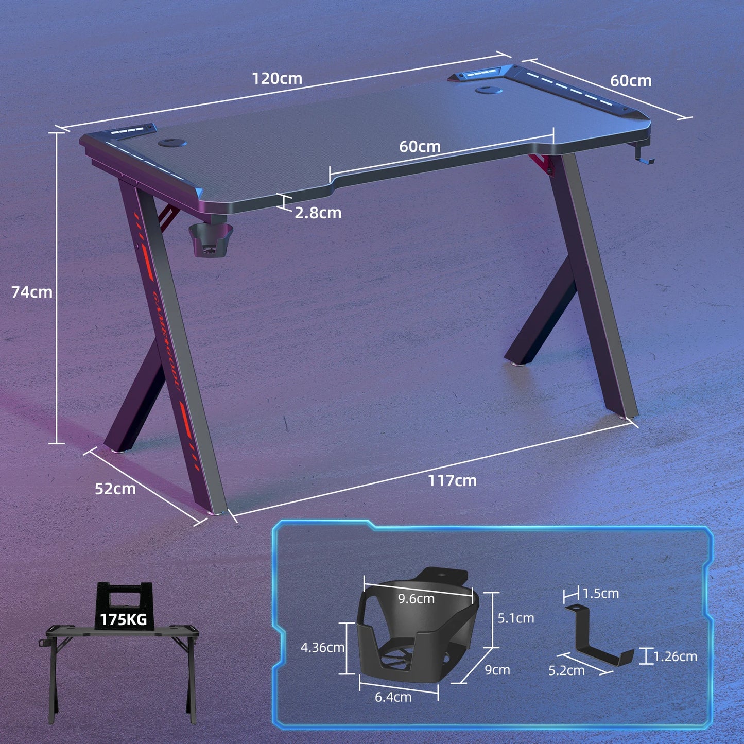 Ergonomic RGB Gaming Desk