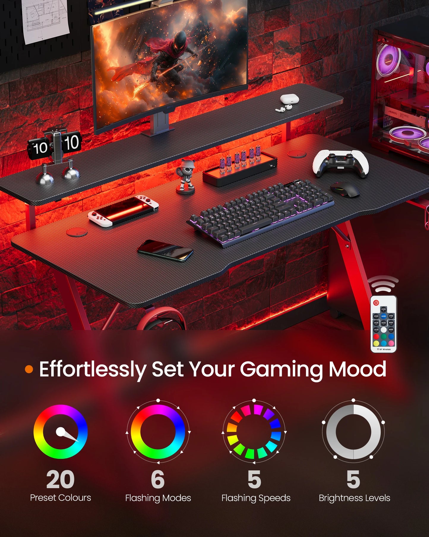 Z-Shaped RGB Gaming Desk