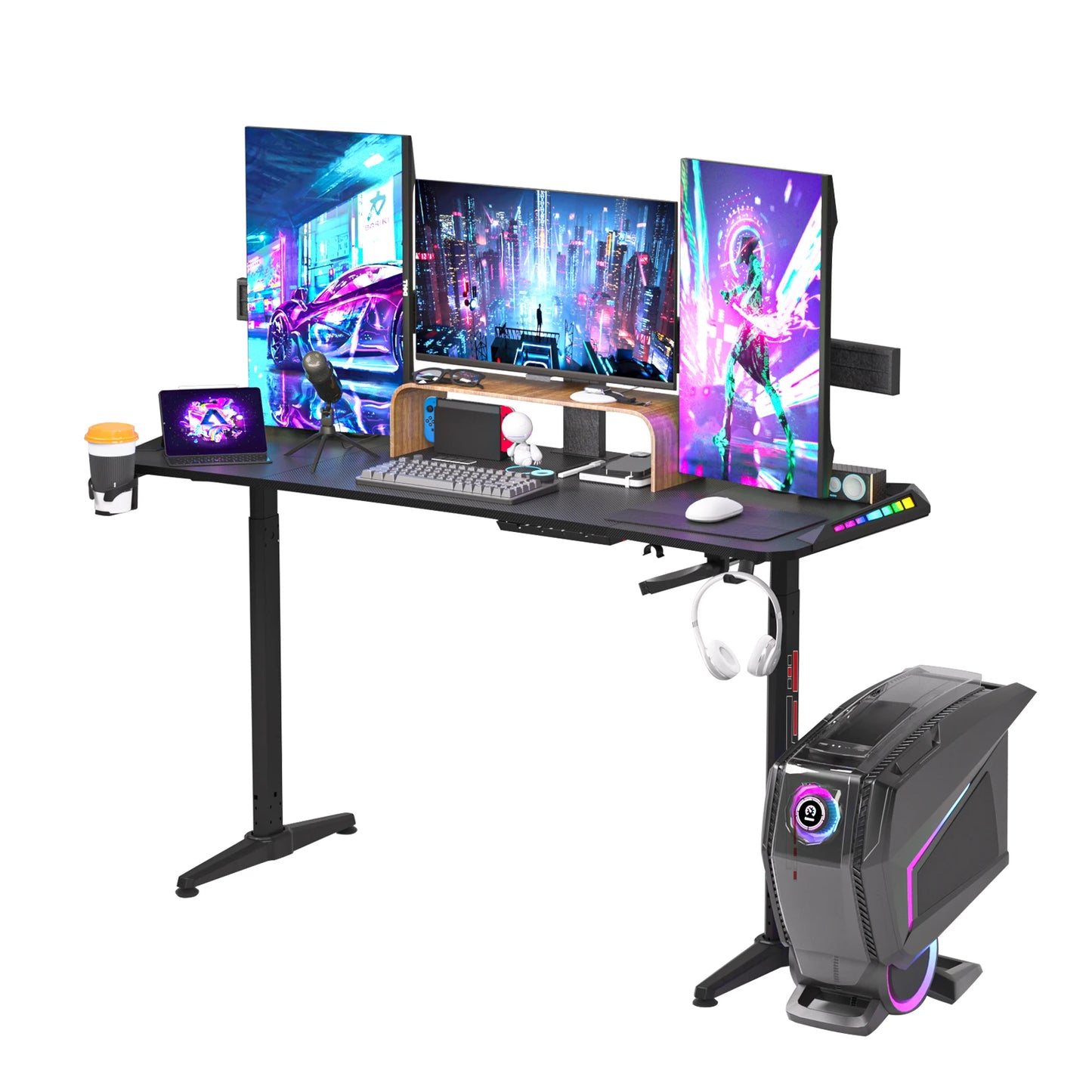 Height-Adjustable RGB Gaming Desk