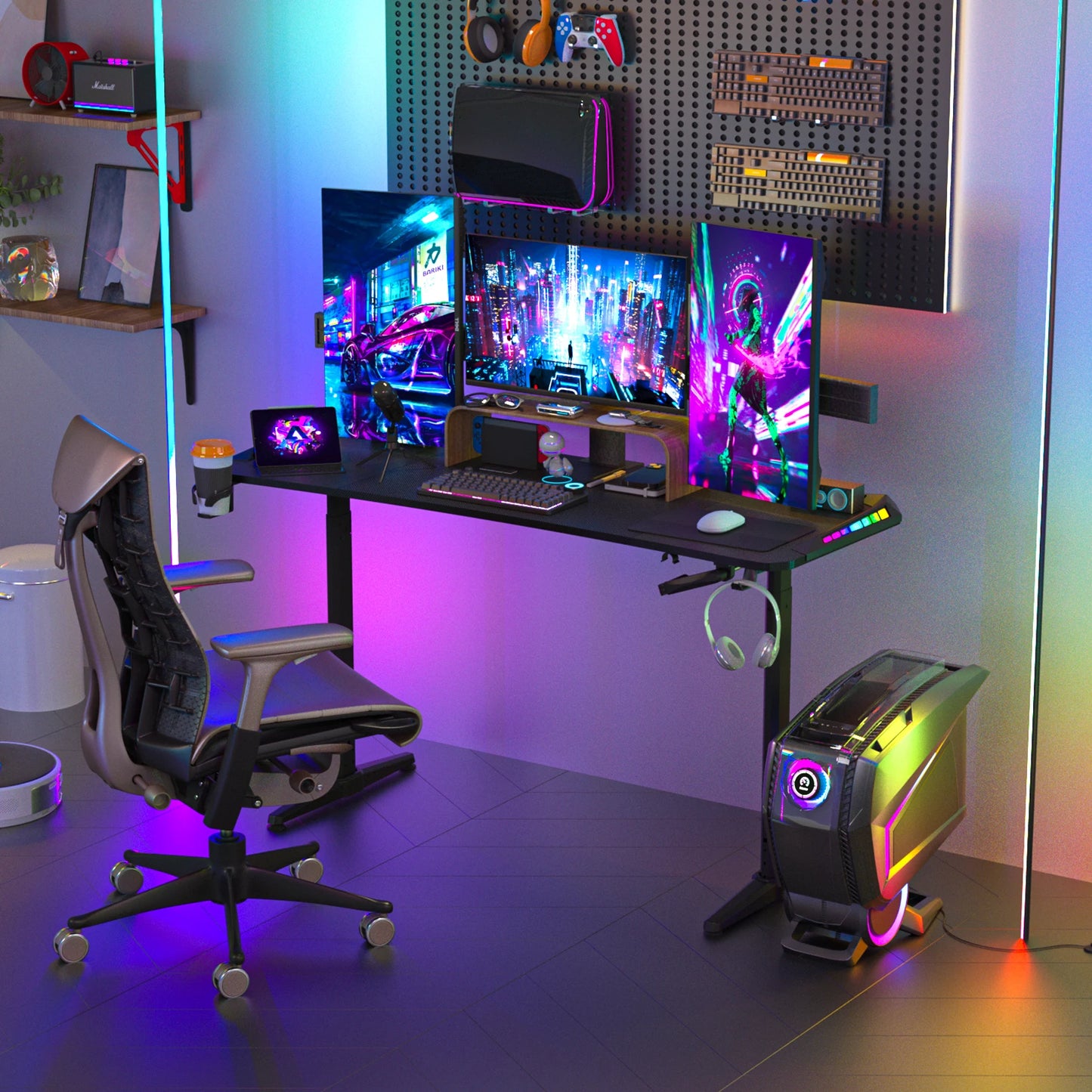 Height-Adjustable RGB Gaming Desk