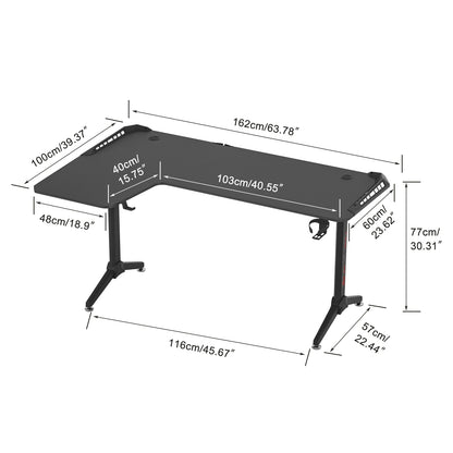 60” L-Shaped Standing Gaming Desk