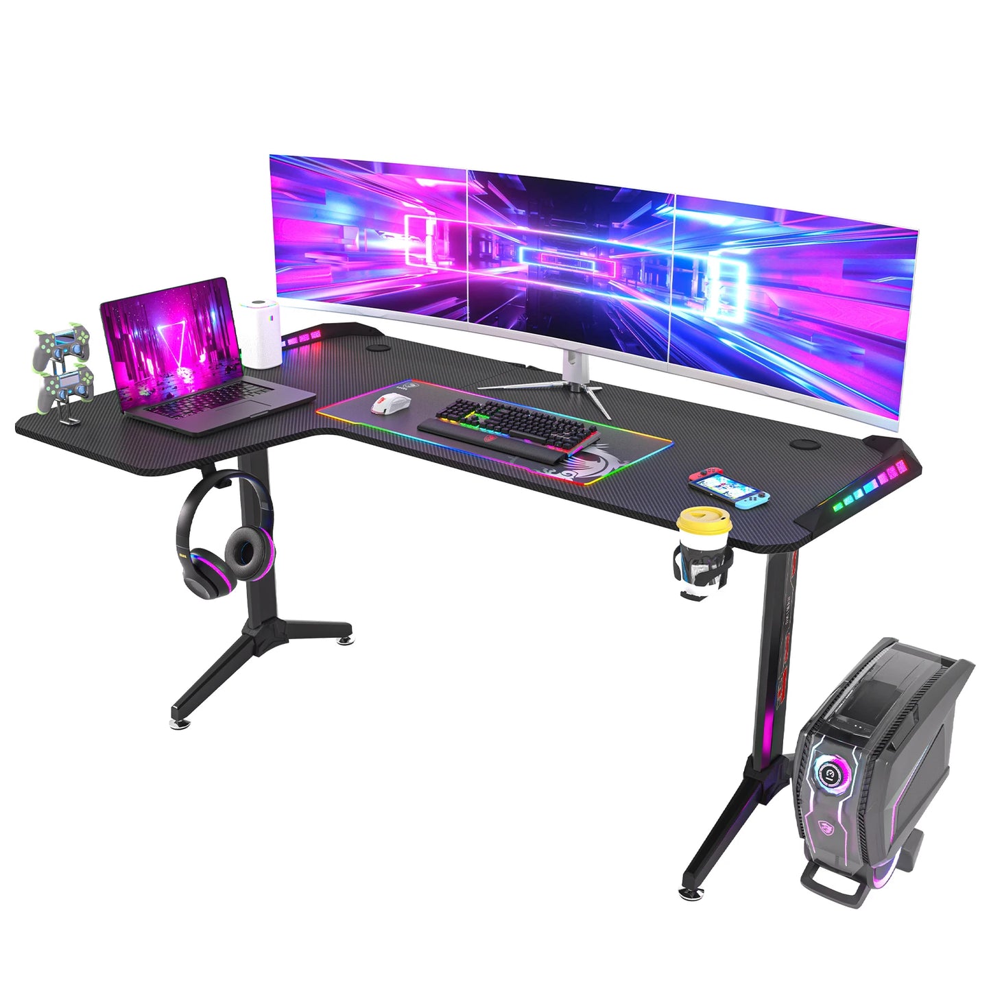 60” L-Shaped Standing Gaming Desk